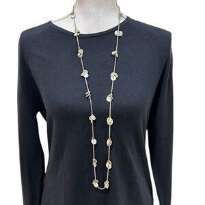 Boutique long delicate necklace mother of pearl circle beaded adjustable 18 inch